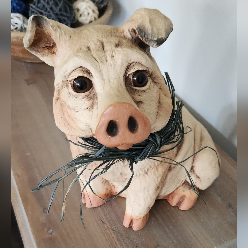 🐷 Vintage 1987 Universal Statuary Pig Figurine Farmhouse Kitchen Rustic Charm - Picture 12 of 15